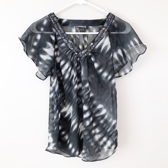 Express Tops - Express | Women’s Black & White Blouse Dress Shirt